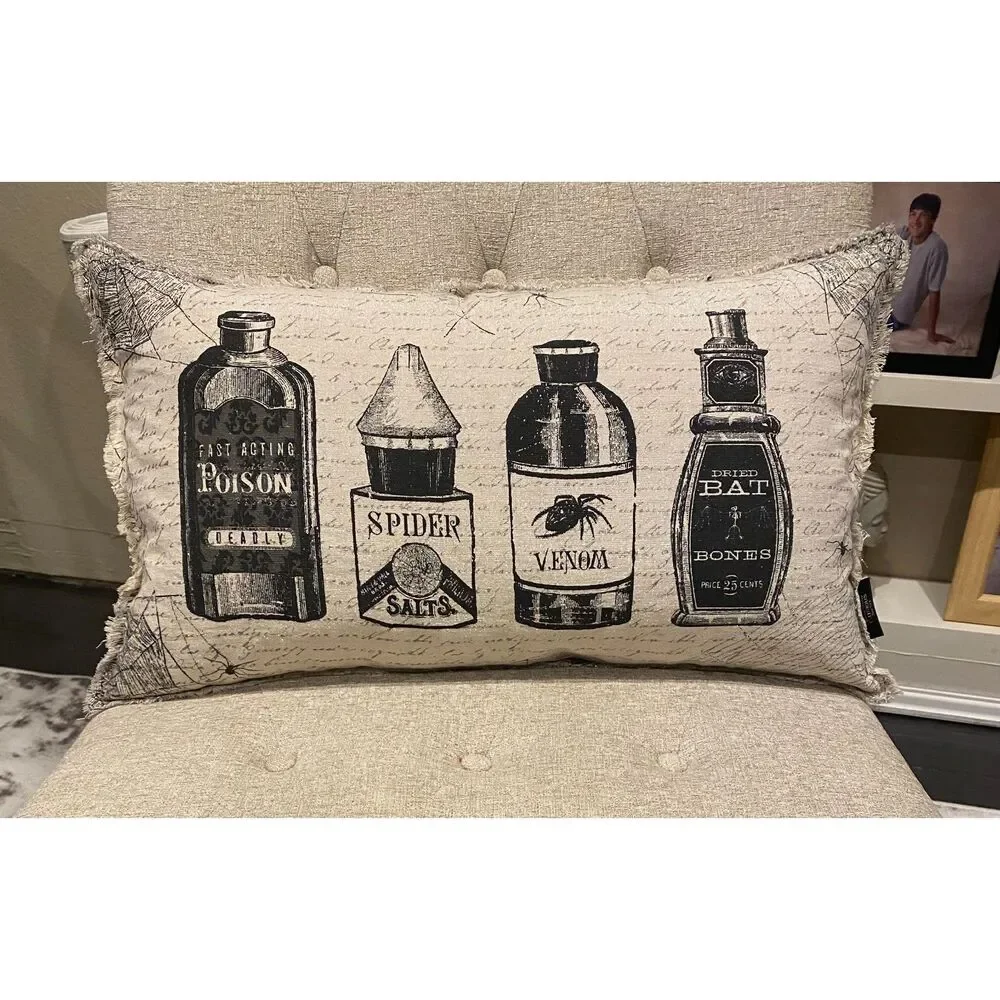 Cynthia Rowley Curious Halloween Apothecary Bottles Gothic Pillow 14 x 24